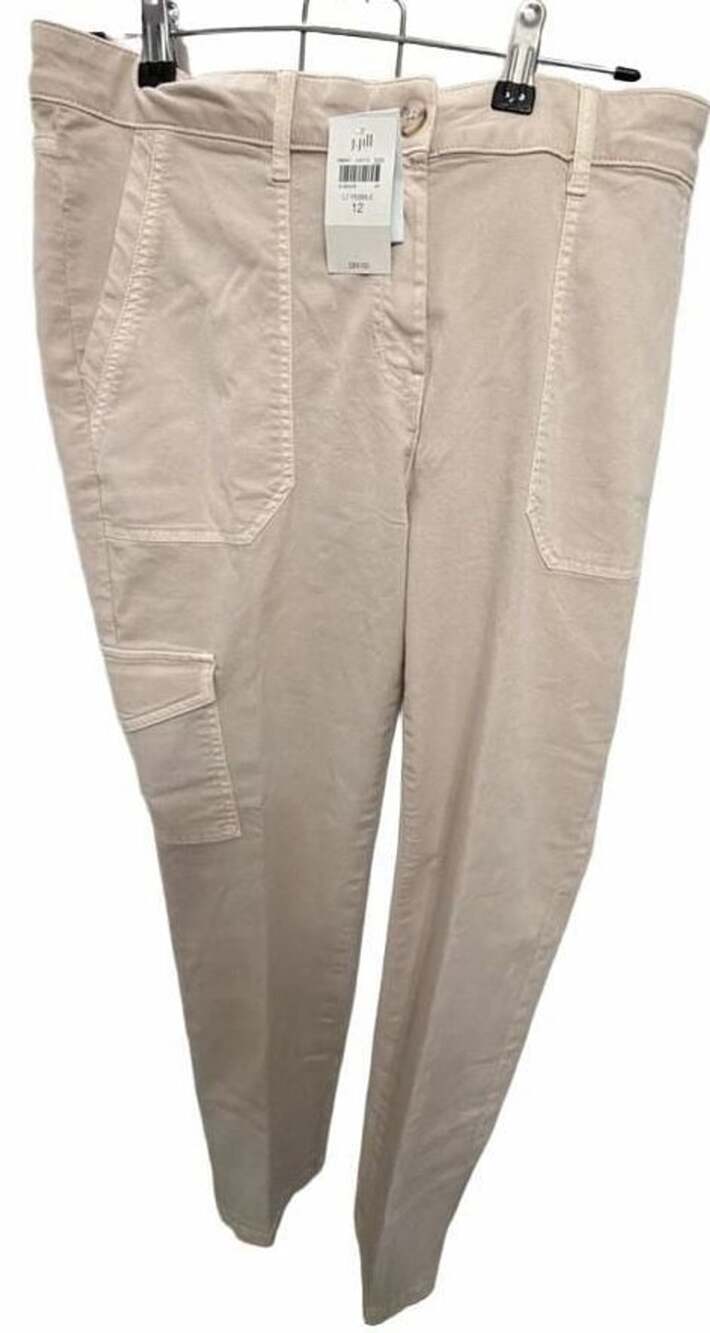 NWT J.Jill Women’s Size 12 Light Pebble Cargo multi-pocketUtility Pants $89 MSRP